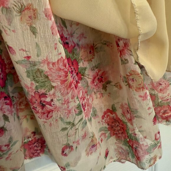 Beige Sleeveless Dress with Floral Designs - Picture 4 of 5